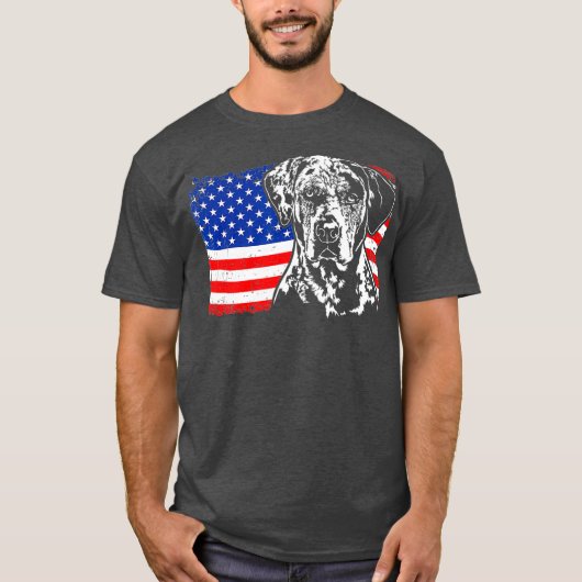Proud Catahoula Leopard Dog American Flag dog T-shirt (Voorkant)