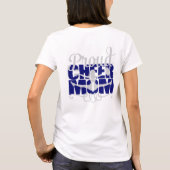 Proud Cheer Mam in Blauw met monogram naam-initiaa T-shirt (Achterkant)