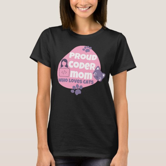PROUD CODER MOM DAT VAN CATS HOUDT - CODERMOME T-SHIRT (Voorkant)