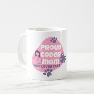 PROUD CODER MOM DIE VAN CATS HOUDT - DE MOM T-Shir Koffiemok
