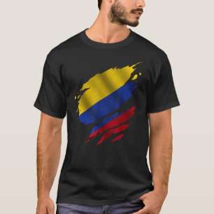 Proud Colombian Root Torn Ripped Colombiaanse vlag T-shirt
