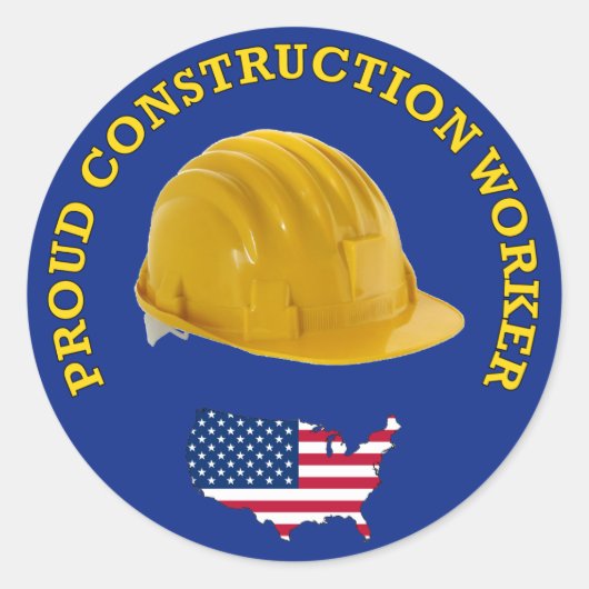Proud Construction Worker Hardhat Ronde Sticker (Voorkant)