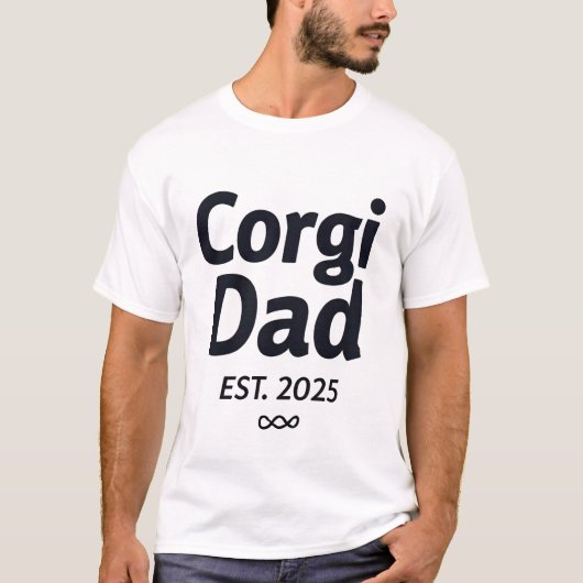 Proud Corgi Dad EST 2025 Tee T-shirt (Voorkant)