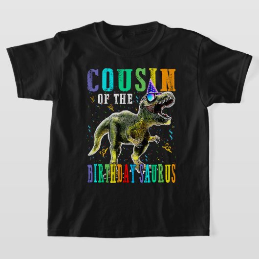Proud COUSIN van de Birthday Saurus Dinosaur T-shirt (Laagn)