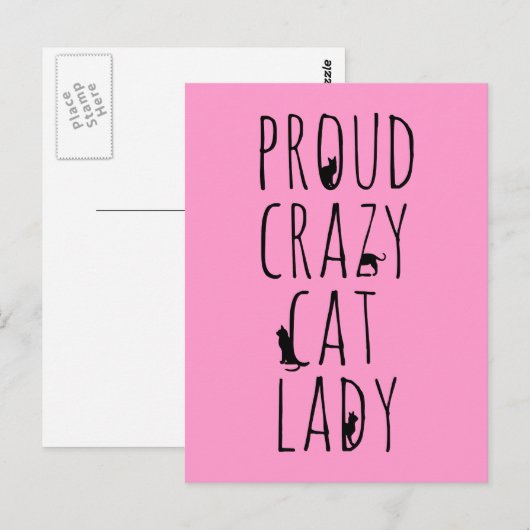 Proud Crazy Cat Lady Briefkaart (Voorkant / Achterkant)