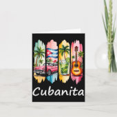 Proud Cubanita Cuban Flag Guitar Mojito Car Design Kaart (Voorkant)
