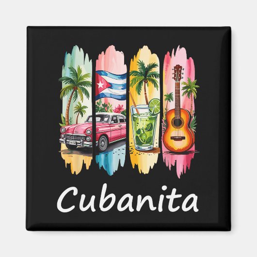 Proud Cubanita Cuban Flag Guitar Mojito Car Design Magneet (Voorkant)