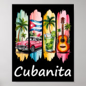 Proud Cubanita Cuban Flag Guitar Mojito Car Design Poster (Voorkant)