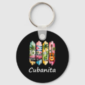 Proud Cubanita Cuban Flag Guitar Mojito Car Design Sleutelhanger (Voorkant)