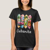 Proud Cubanita Cuban Flag Guitar Mojito Car Design T-shirt (Voorkant)