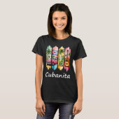 Proud Cubanita Cuban Flag Guitar Mojito Car Design T-shirt (Voorkant volledig)