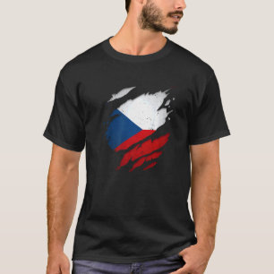 Proud Czech Torn Ripped Czech Republic Flag T-shirt
