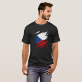 Proud Czech Torn Ripped Czech Republic Flag T-shirt (Voorkant volledig)