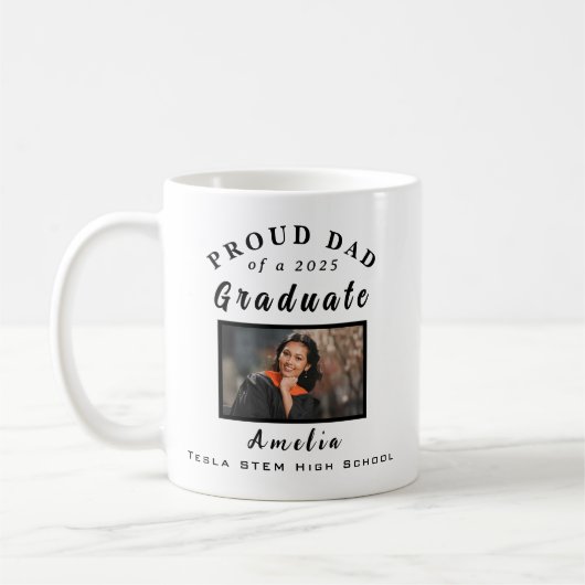 Proud Dad Afstuderen 2025 Custom Photo Gift Koffiemok (Links)