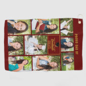 Proud Dad Afstuderen Foto Collage Maroon Gold Golfhanddoek (Horizontaal)