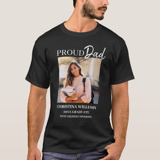 Proud Dad Afstuderen Foto T-shirt (Voorkant)