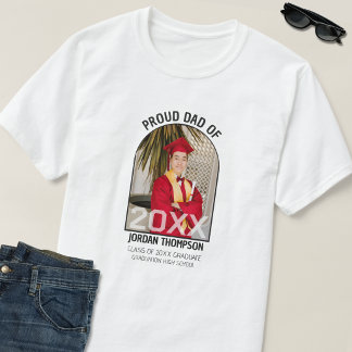 Proud Dad Black & White Arch Photo 2026 Graduation T-shirt
