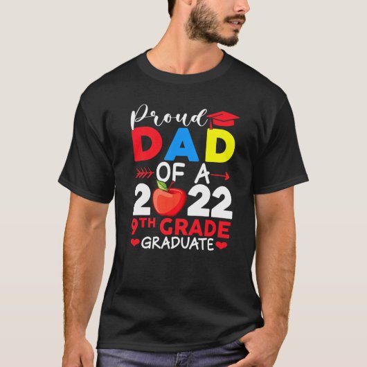 Proud Dad Class Of 2022 Phd 9th Grade Graduate Doc T-shirt (Voorkant)