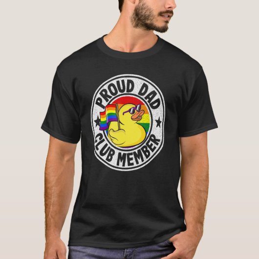 Proud Dad Club Member Rubber Duck Rainbow Gay Lesb T-shirt (Voorkant)