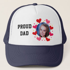 Proud Dad Custom Photo Text Hearts Personalized Trucker Pet