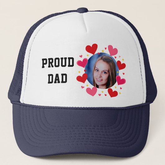 Proud Dad Custom Photo Text Hearts Personalized Trucker Pet (Voorkant)