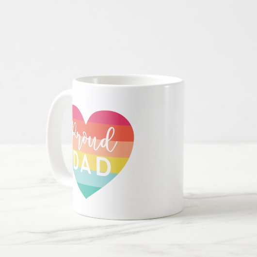 Proud Dad Gay Pride Kleurrijke Regenboog Hart Koffiemok (Voorkant links)