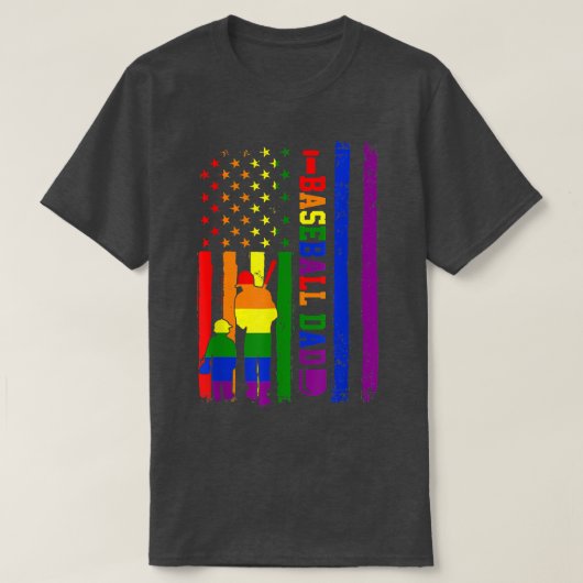 Proud Dad Gay Son Pride Rainbow Flag LGBT Baseball T-shirt (Design voorkant)