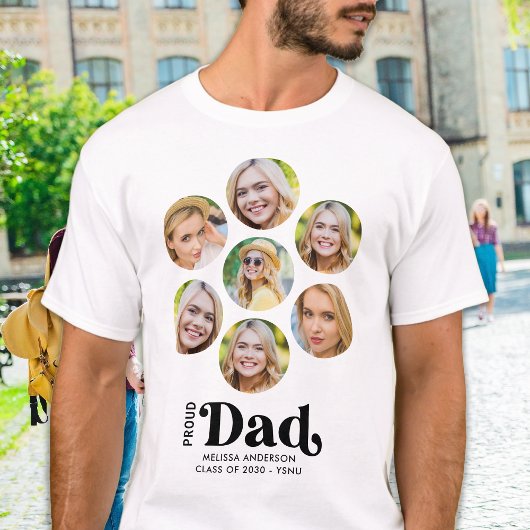 Proud DAD Modern Custom 7 Fotocollage Afstuderen T-shirt
