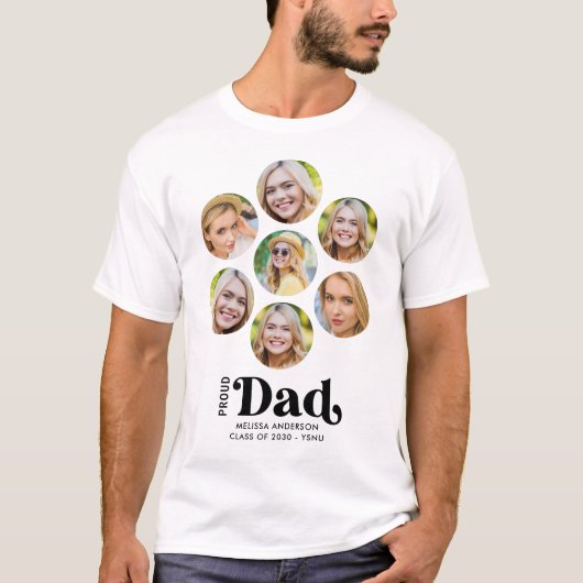 Proud DAD Modern Custom 7 Fotocollage Afstuderen T-shirt (Voorkant)