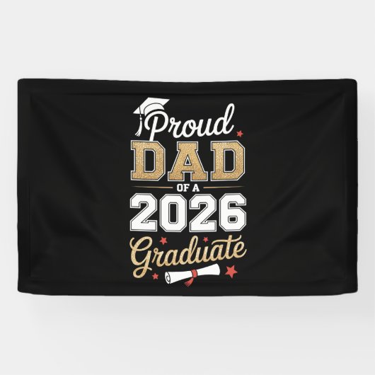Proud Dad Of A 2026 Graduate Class Of Graduation Spandoek (Horizontaal)
