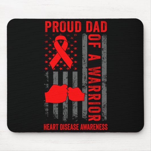 Proud Dad Of A Heart Warrior American Flag Heart D Muismat (Voorkant)