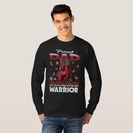 Proud Dad Of A Lymphatic Malformation Warrior Awar T-shirt (Voorkant volledig)