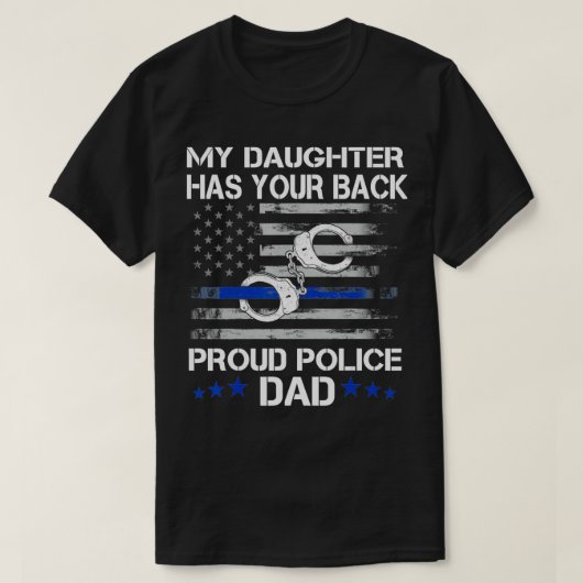 Proud Dad of a Police Officer design Thin Blue Li T-shirt (Design voorkant)