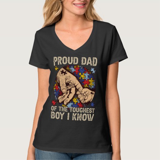 Proud Dad Of The Toughest Boy I Know  Autism Aware T-shirt (Voorkant)