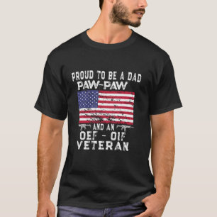 Proud Dad Paw Paw OEF OIF Veteraan Retro Amerikaan T-shirt