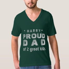 PROUD DAD van 2 GROTE KINDER Naam V08 van de Douan T-shirt