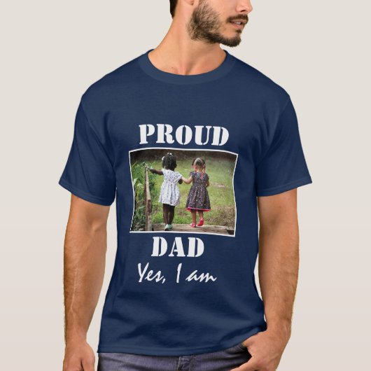 PROUD DAD YY I AM Photo BLUE T-shirt (Voorkant)