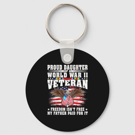 Proud Daughter Of World War 2 Veteran Military Vet Sleutelhanger (Voorkant)