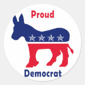 Proud Democraat Ronde Sticker (Voorkant)