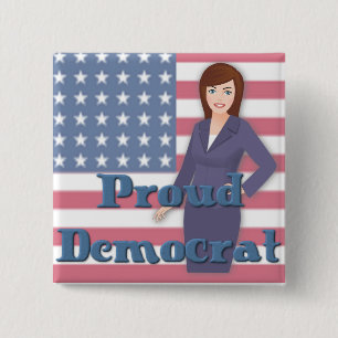 Proud Democraat Voman Flag Button