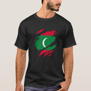 Proud Dhivehin Torn Ripped Maldives Vlag T-shirt