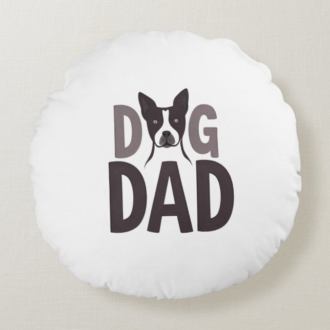 Proud Dog Dad Apparel & Accessories Rond Kussen (Voorkant)