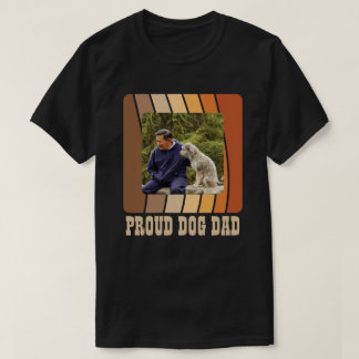 Proud Dog Dad Custom Foto Retro Zonsondergang T-shirt