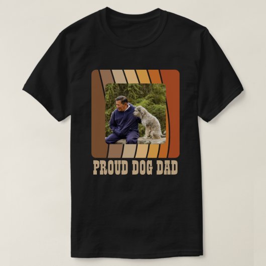 Proud Dog Dad Custom Foto Retro Zonsondergang T-shirt (Design voorkant)