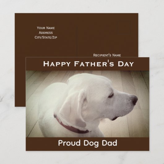 Proud Dog Dad Dark Brown Briefkaart (Voorkant / Achterkant)