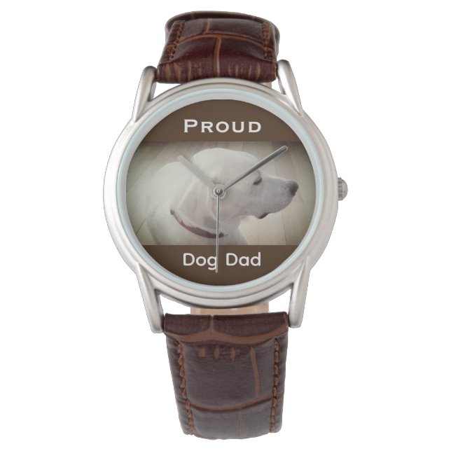Proud Dog Dad Dark Brown Horloge (Voorkant)