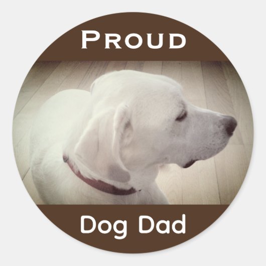 Proud Dog Dad Dark Brown Ronde Sticker (Voorkant)