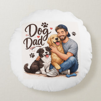 Proud Dog Dad Worpillow – Cute Hond Liefhebber Thu Rond Kussen
