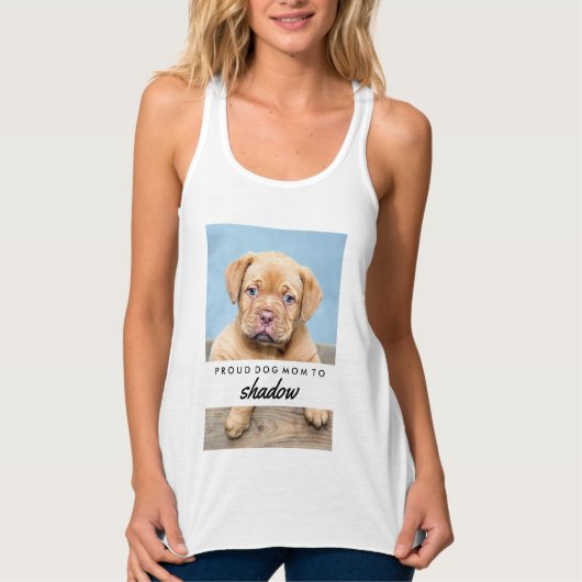 Proud Dog Mama | Met de naam en foto van uw hond Tanktop (Voorkant)