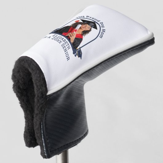 Proud Dog Mum is een Senior - Custom Afstuderen Golfheadcover (3/4 voorkant)